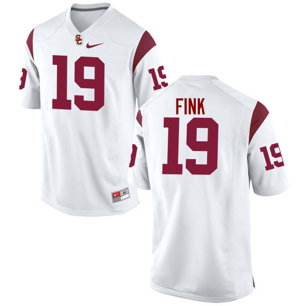 Men #19 Matt Fink USC Trojans College Football Jerseys-White